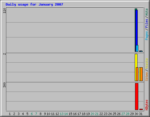 Daily usage for January 2007