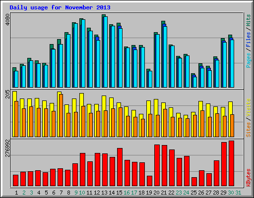 Daily usage for November 2013