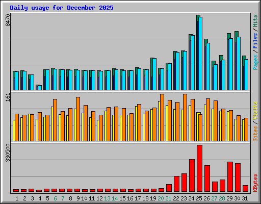 Daily usage for December 2025