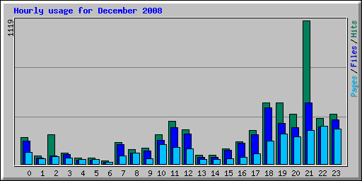 Hourly usage for December 2008