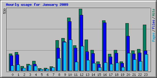 Hourly usage for January 2009