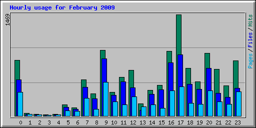 Hourly usage for February 2009