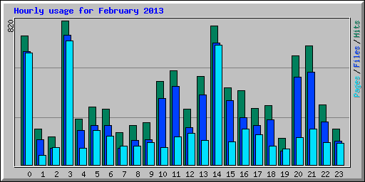 Hourly usage for February 2013
